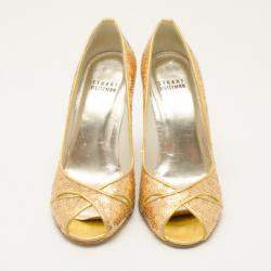 Stuart Weitzman Gold Sequin Heels Size 36