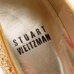 Stuart Weitzman Gold Sequin Heels Size 36