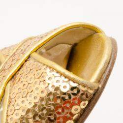 Stuart Weitzman Gold Sequin Heels Size 36