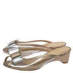 Stuart Weitzman Gold and Clear PVC Mules Size 36.5