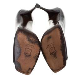 Stuart Weitzman Brown Patent Leather Peep Toe Pumps Size 39