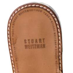 Stuart Weitzman Beige Leather Star Embellished Thong Flats Size 39