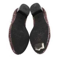 Pre Owned Stuart Weitzman Maroon Suede Crystal Embellished Studded Smoking Slippers Size 39.5