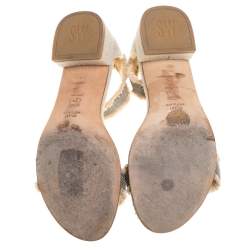 Stuart Weitzman Beige Tweed Nudistchains Sandals Size 39
