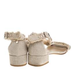 Stuart Weitzman Beige Tweed Nudistchains Sandals Size 39