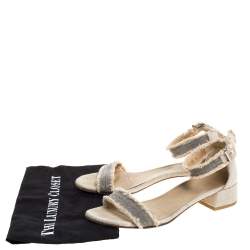 Stuart Weitzman Beige Tweed Nudistchains Sandals Size 39
