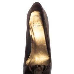 Pre Owned Stuart Weitzman Dark Brown Satin Gigiritz Peep Toe Pumps Size 36.5