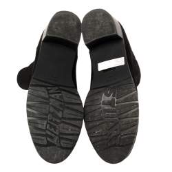 Pre Owned Stuart Weitzman Black Suede And Fabric Ankle Boots Size 38.5