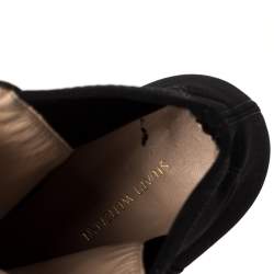 Pre Owned Stuart Weitzman Black Suede And Fabric Ankle Boots Size 38.5