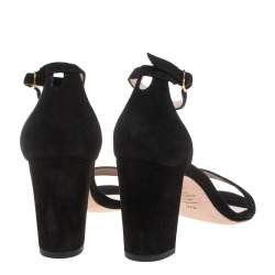 Stuart Weitzman Black Suede Ankle Strap Sandals Size 37.5