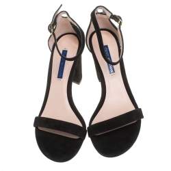 Stuart Weitzman Black Suede Ankle Strap Sandals Size 37.5