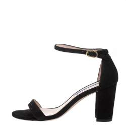 Stuart Weitzman Black Suede Ankle Strap Sandals Size 37.5