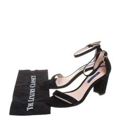 Stuart Weitzman Black Suede Ankle Strap Sandals Size 37.5
