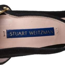 Stuart Weitzman Black Suede Ankle Strap Sandals Size 37.5