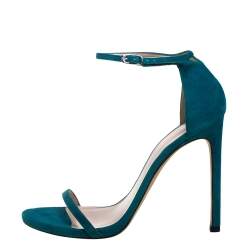 Stuart Weitzman Blue Suede Nudist Ankle Strap Open Toe Sandals Size 41.5