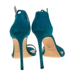 Stuart Weitzman Blue Suede Nudist Ankle Strap Open Toe Sandals Size 41.5