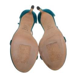 Stuart Weitzman Blue Suede Nudist Ankle Strap Open Toe Sandals Size 41.5