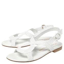 Stuart Weitzman White Leather Theodora Flats Size 38