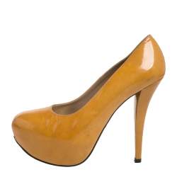 Stuart Weitzman Yellow Patent Leather Platform Pumps Size 37.5