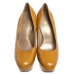 Stuart Weitzman Yellow Patent Leather Platform Pumps Size 37.5