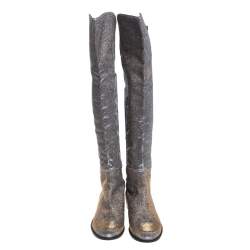 Stuart Weitzman Multicolor Lurex And Stretch Fabric Knee Length Boots Size 37.5