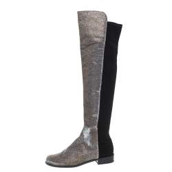 Stuart Weitzman Multicolor Lurex And Stretch Fabric Knee Length Boots Size 37.5