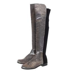 Stuart Weitzman Multicolor Lurex And Stretch Fabric Knee Length Boots Size 37.5