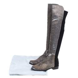 Stuart Weitzman Multicolor Lurex And Stretch Fabric Knee Length Boots Size 37.5