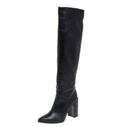 Stuart Weitzman Black Leather Knee Length Boots Size 38