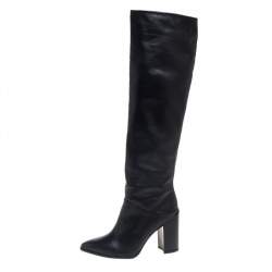 Stuart Weitzman Black Leather Knee Length Boots Size 38