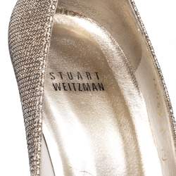 Stuart Weitzman Metallic Gold Glitter Pointed Toe Pumps Size 40