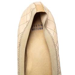 Stuart Weitzman Beige Leather And Patent  Ballet Flats Size 38.5
