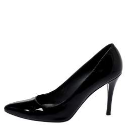 Stuart Weitzman Black Patent Leather Heist Pointed Toe Pumps Size 38.5