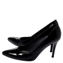 Stuart Weitzman Black Patent Leather Heist Pointed Toe Pumps Size 38.5