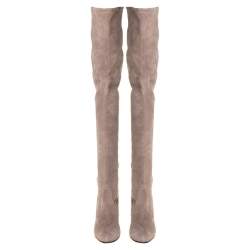 Stuart Weitzman Grey Suede Tie Land Over The Knee Block Heel Boots Size 36