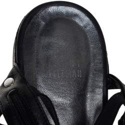 Stuart Weitzman Black Leather And Elastic Gladiator Flats Size 37