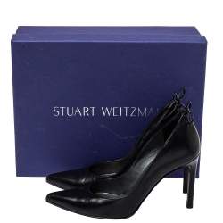 Stuart Weitzman Black Leather Peeka Bow Pumps Size 36.5