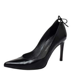 Stuart Weitzman Black Leather Peeka Bow Pumps Size 36.5