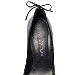 Stuart Weitzman Black Leather Peeka Bow Pumps Size 36.5