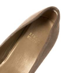 Stuart Weitzman Grey Suede Anna Cork Wedge Platform Peep Toe Pumps Size 37.5