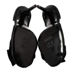 Pre Owned Stuart Weitzman Black Satin Bow D'orsay Peep Toe Pumps Size 39