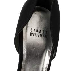 Pre Owned Stuart Weitzman Black Satin Bow D'orsay Peep Toe Pumps Size 39