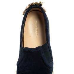 Stuart Weitzman Blue Suede Crystal Slip on Sneakers Size 38