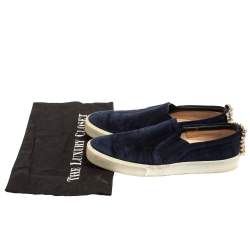 Stuart Weitzman Blue Suede Crystal Slip on Sneakers Size 38