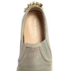 Stuart Weitzman Grey Suede Crystal Slip on Sneakers Size 38