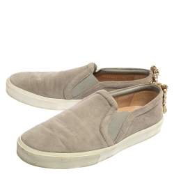 Stuart Weitzman Grey Suede Crystal Slip on Sneakers Size 38