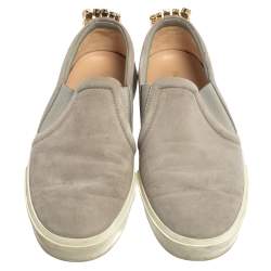 Stuart Weitzman Grey Suede Crystal Slip on Sneakers Size 38