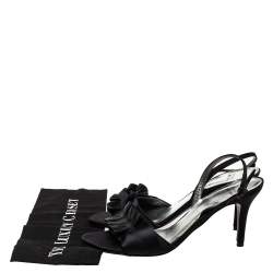 Stuart Weitzman Black Satin Pleated Open Toe Sandals Size 43.5