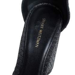 Pre Owned Stuart Weitzman Grey/Black Glitter Ankle Strap Sandals Size 38