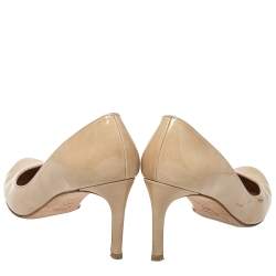 Stuart Weitzman Beige Patent Leather Moody Round Toe Pumps Size 39.5